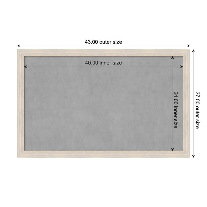 Amanti Art Hardwood White Wash Narrow Framed Magnetic Board - Board Size 40x24