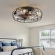 preview thumbnail 96 of 191, 16.5"/18.5"/20"/23.6"/24"/28" Vintage Distressed White Low Profile Caged Ceiling Fan with Light and Remote (7/6/5/3-Blade)