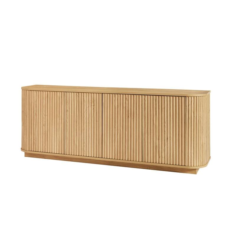 Sideboard Storage Cabinet TV Stand with wave pattern Buffet Cabinet Wooden Vertical Striped Cabinet