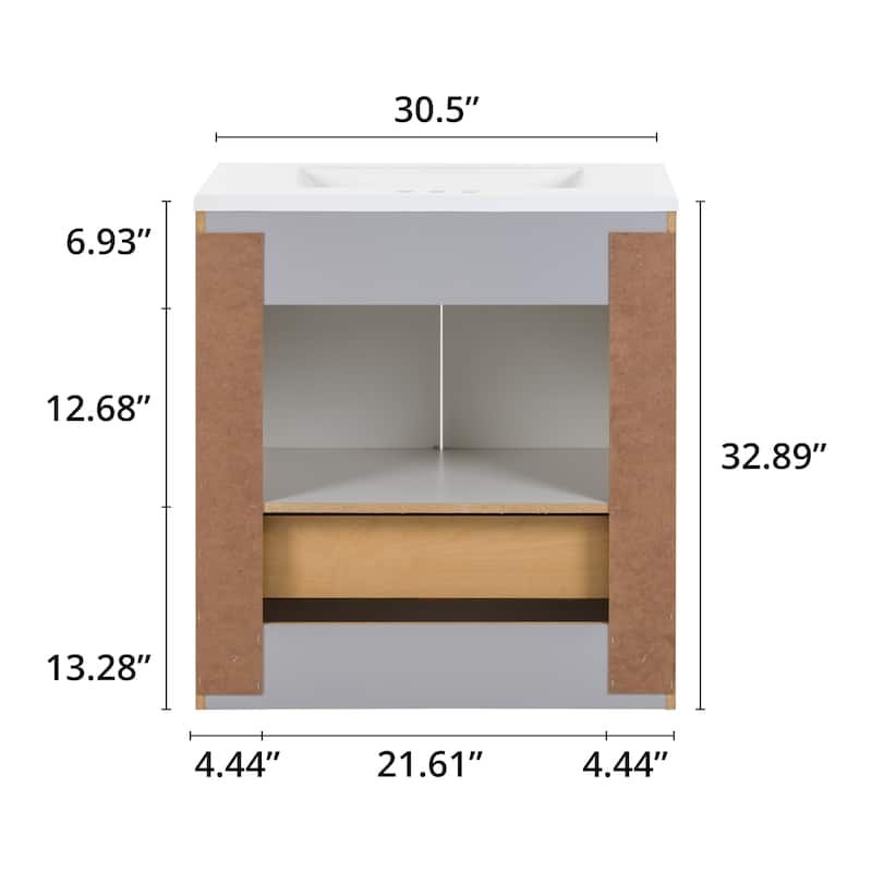 Spring Mill Cabinets Emlyn 30.5" Bathroom Vanity With Drawer and White Sink Top