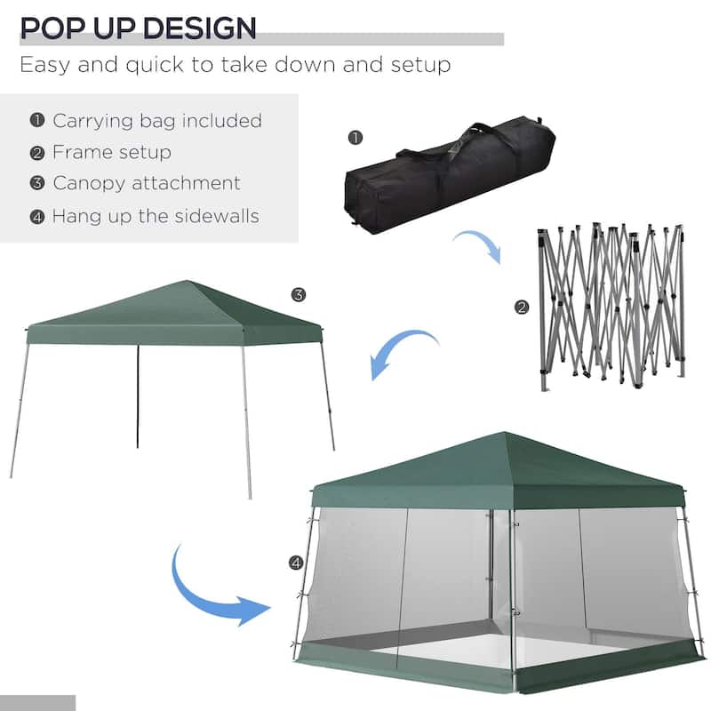Slant Leg Pop Up Canopy Tent with Netting and Carry Bag, Sun Shelter