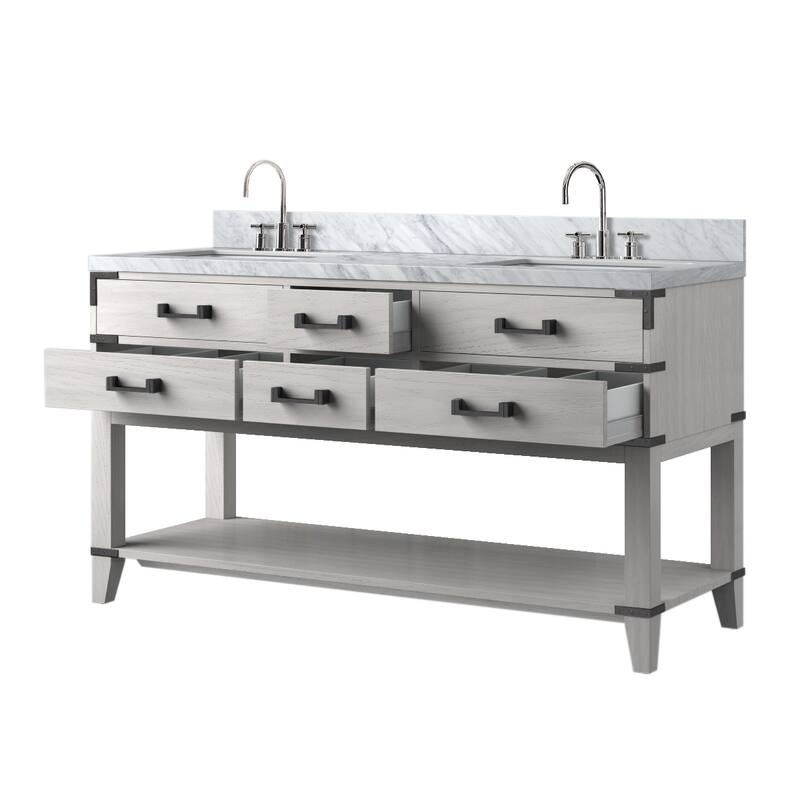 Norwalk Bath Vanity Carrara Marble Top, Sink and Faucet
