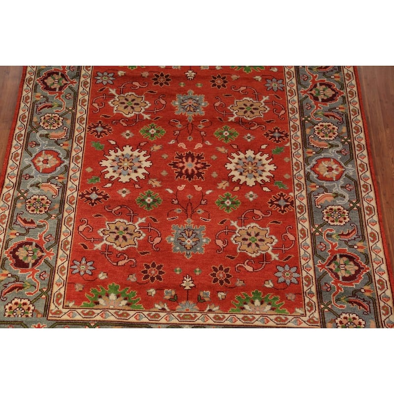 All-Over Floral Heriz Serapi Indian Area Rug Handmade Wool Carpet - 8'0"x 9'11"