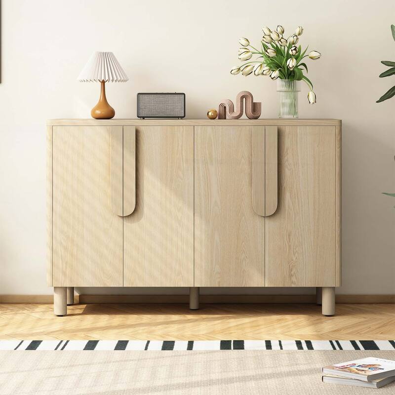 4-Door Buffet Cabinet with Storage - Natural