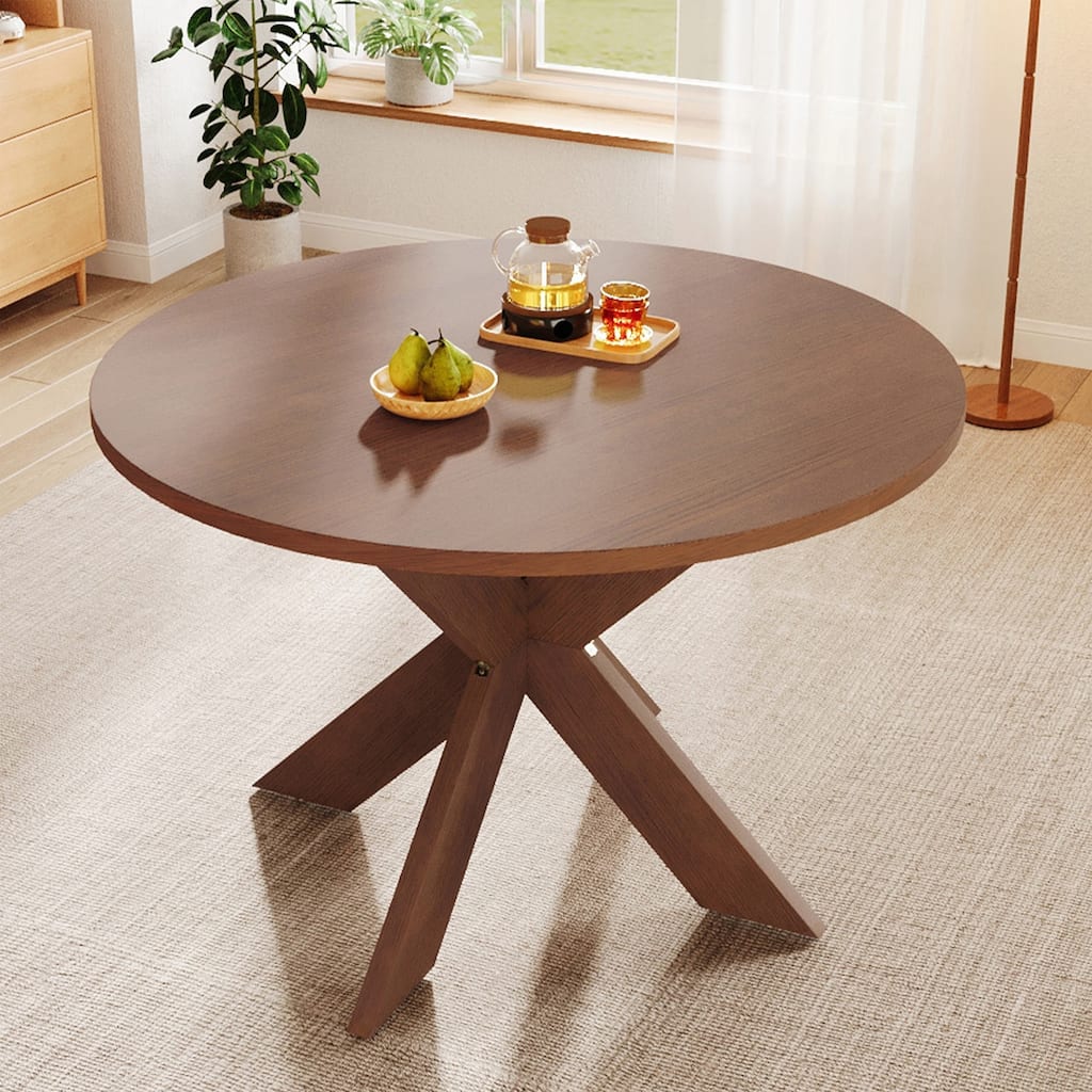 Modern Farmhouse Round Dining Table, Cherry