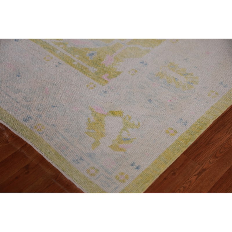 Hand Knotted Oriental 100% Wool Carpet Transitional All-Over Green Oushak Area Rug - 10' 11'' X 8' 0''