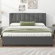 preview thumbnail 10 of 16, Upholstery Platform Bed with Storage Headboard, 2 Drawers and Trundle