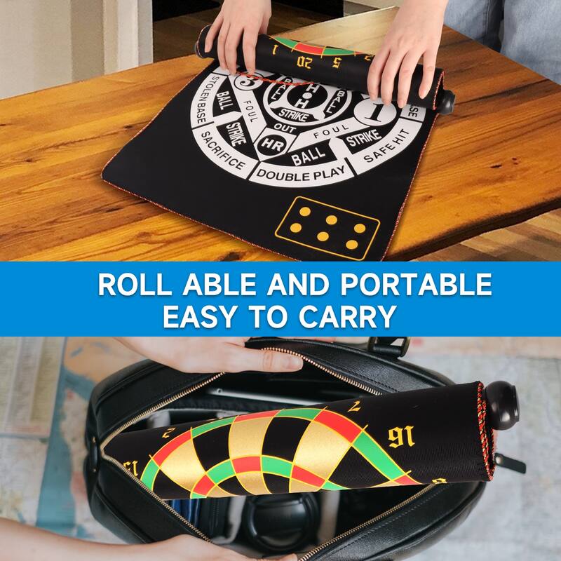 GSE™ 2-in-1 Magnetic Baseball & Dart Board Game Set. Double-Sided Hanging Magnetic Dartboard with 6 Safe Magnetic Darts