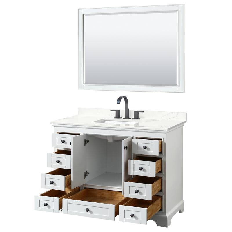 Deborah 48-inch Single Vanity, Quartz Top, 46-inch Mirror