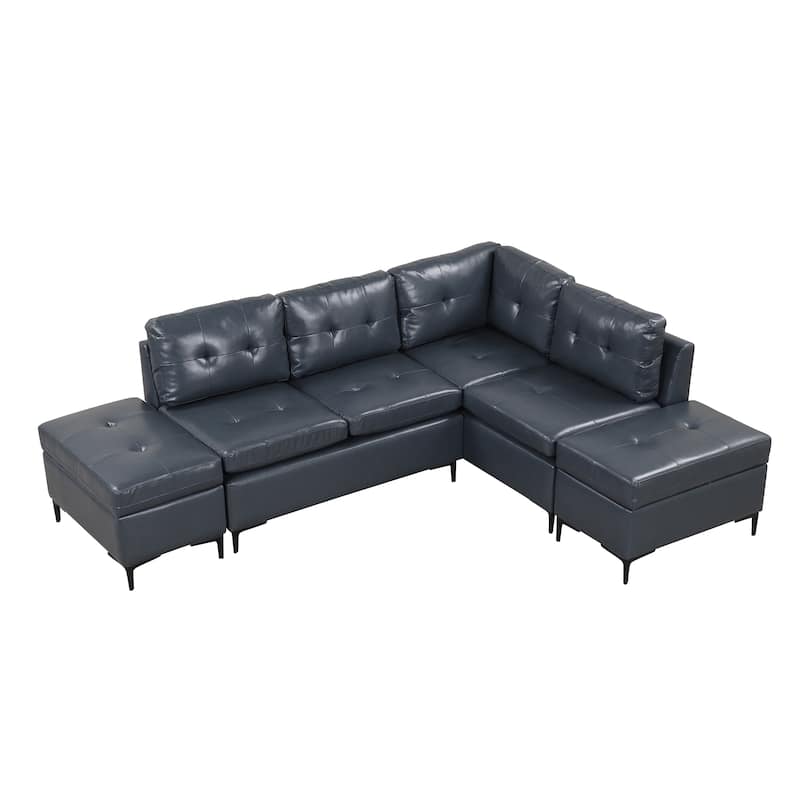L-Shape Pu Leather Sectional Sofa Living Room Furniture Set - On Sale ...