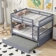 preview thumbnail 1 of 34, Aesthetic Full Over Full Wood Kids Bunk Bed with Trundle,Guardrail Grey
