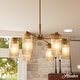 preview thumbnail 1 of 5, Hunter + Jasmine Roth Beverly Glen Ribbed Glass Round and Linear Chandelier - Transitional, Contemporary, Glam 6-Light Round - Amber Glass - Luxe Gold - Amber Glass - 6 Light