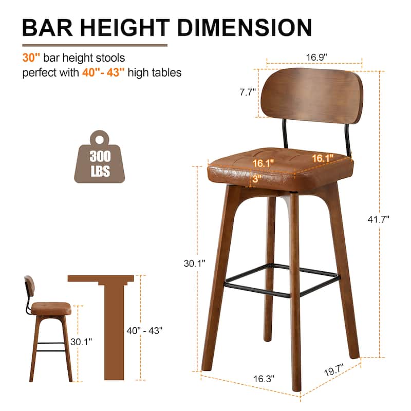 Swivel Bar Stool Set of 2/3/4 with Back Support