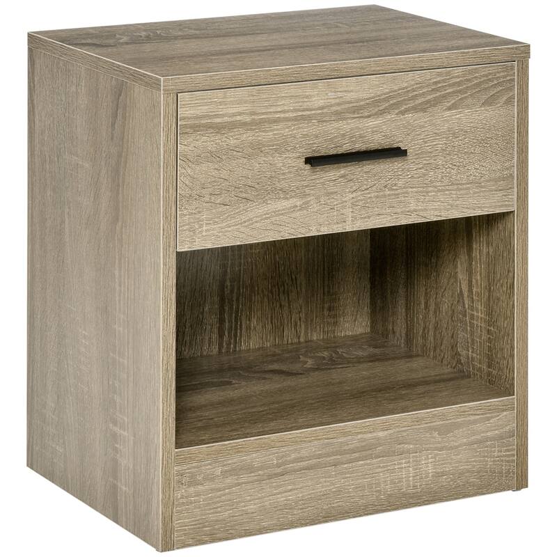 Modern Bedside Table with Storage Shelf and Drawer