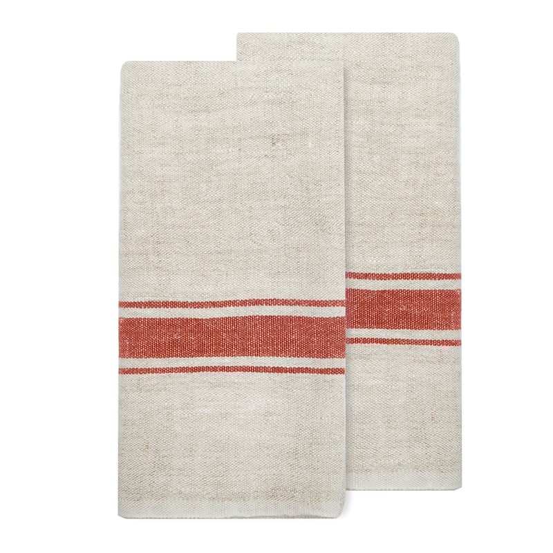 Caravan Marseille Tea Towels - Set of 2 - Red, Natural
