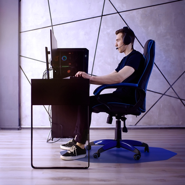 9Mat Polycarbonate 9 Sided Blue Gaming E Sport Chair Mat for Hard
