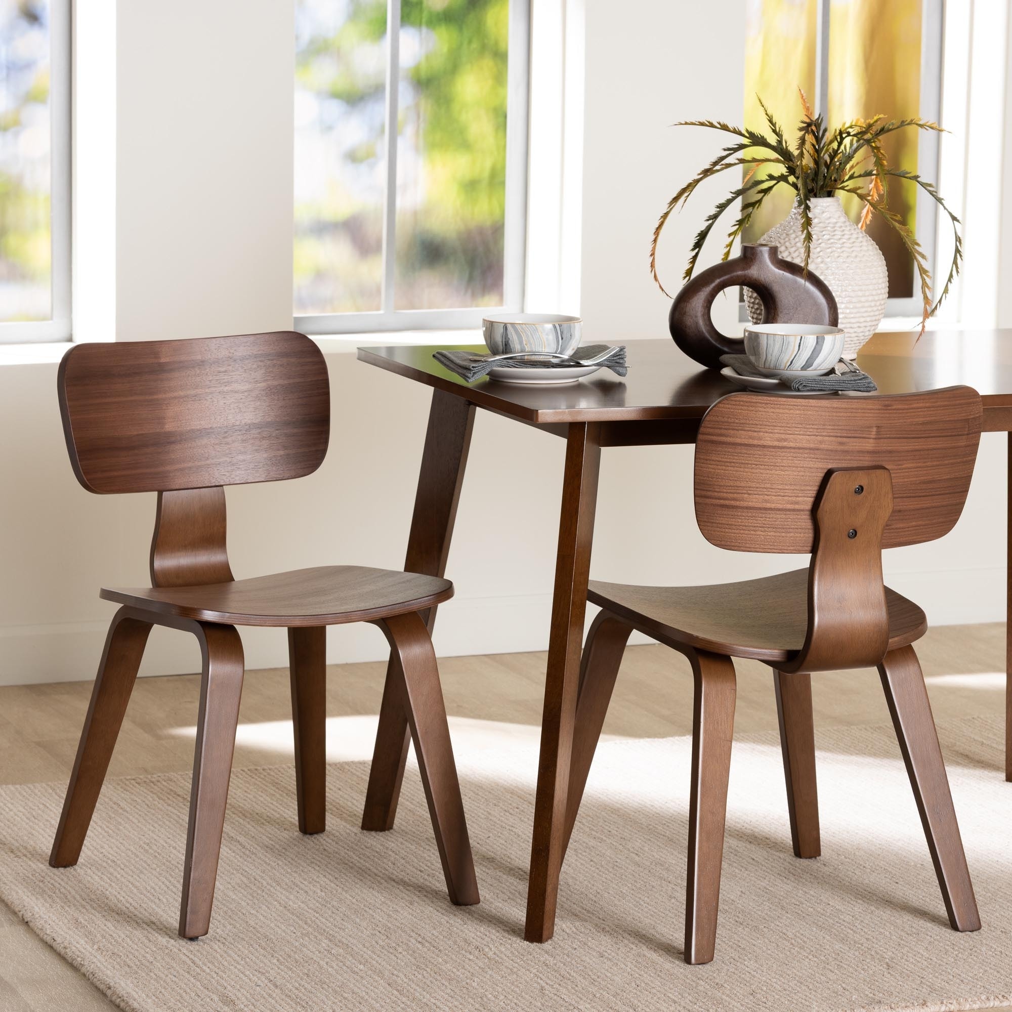 Billie Wood Dining Chair - Bentwood Frame Seating with Contoured