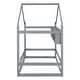 preview thumbnail 10 of 8, Gray Pine Wood Playhouse Bed with Roof, Fence & Storage Shelf