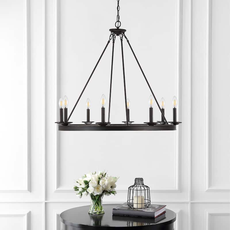 SAFAVIEH Sylvania Round 8-Light Chandelier - 34" x 34" x 33.5-105.5"