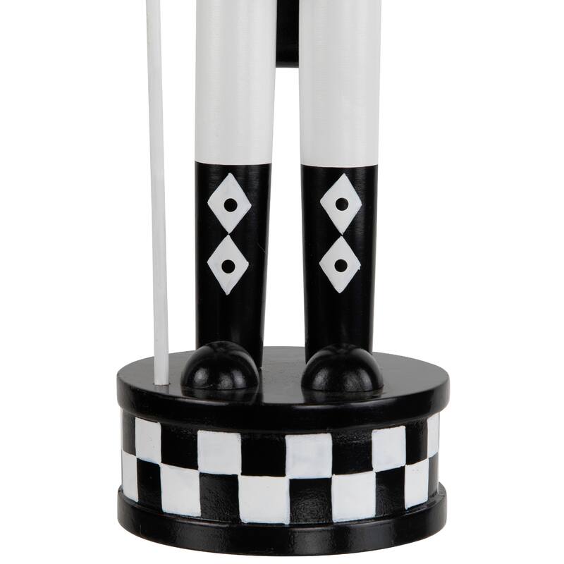 Checkered Nutcracker Soldier with Scepter Christmas Figure - 15" - Black and White