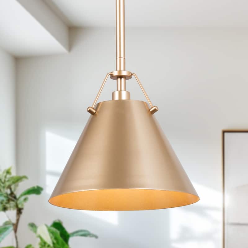 Modern Gold 1-Light Cone Pendant Light for Kitchen Island Dining Room - D8"x H 7"
