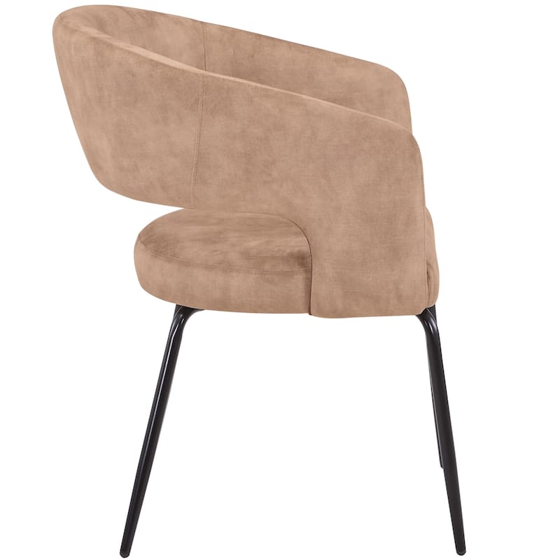 Open Back Dining Chair Upholstered in Leather or Velvet with Iron Legs