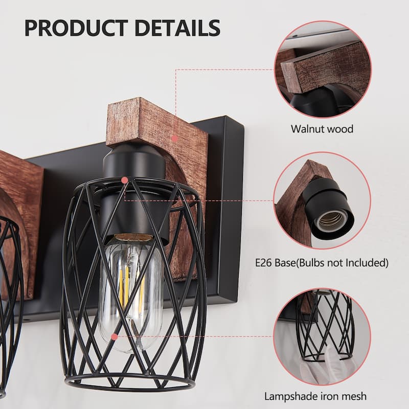 18" Industrial Vintage 3-Light Wall Sconce, Cage Wall Lighting Fixture