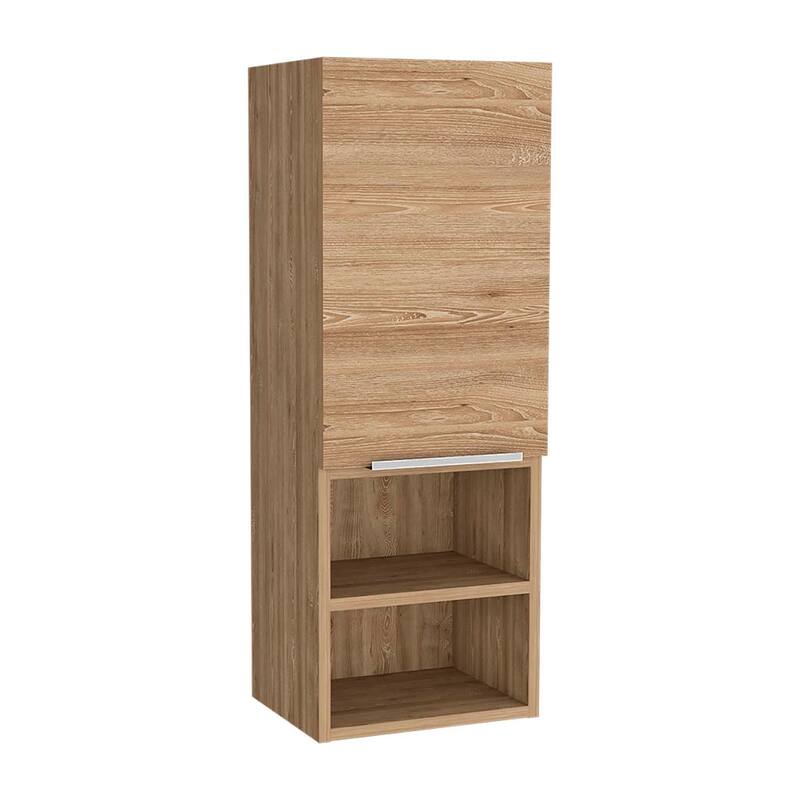 Hazelton Medicine Cabinet with Open and Interior Shelves, Light Gray Finish, 32.1" H x 11.8" W x 9.96" D