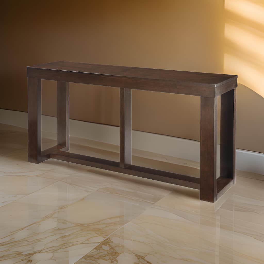 Rectangular Wooden Sofa Table with Sled Base, Espresso Brown