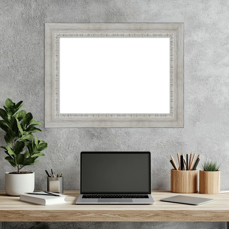Amanti Art Rustic White Wash Framed Dry Erase Magnetic Board