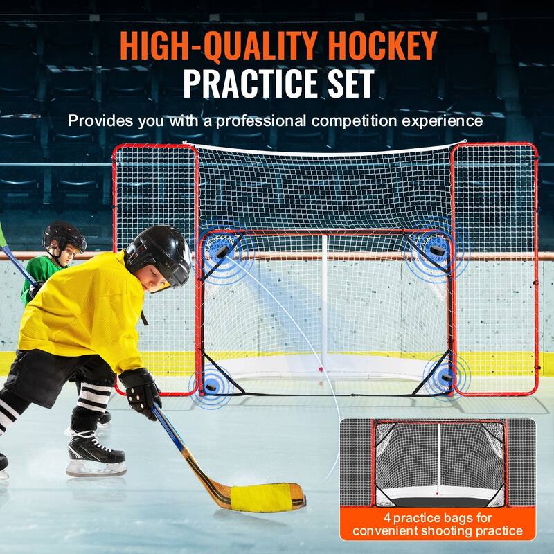 White-Red Steel Hockey Goal with Side Nets for Training and Outdoor Play