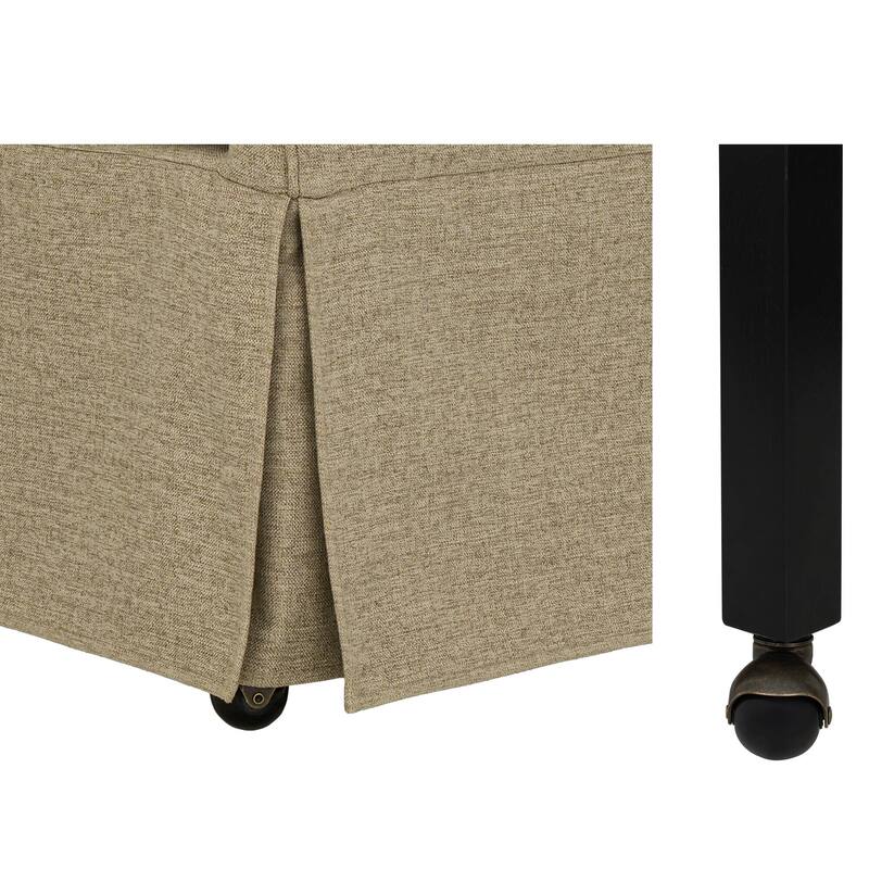 Roomfitters Upholstered Dining Armchair, Traditional Martha Stewart Bedford Collection Seating with Hidden Casters, Beige