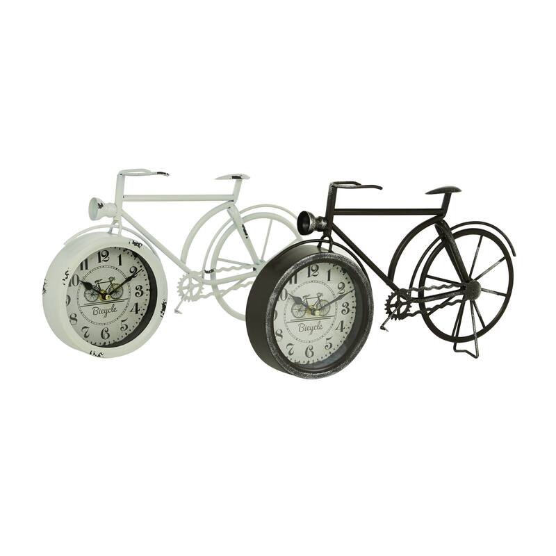 Black Metal Bike Decorative Clock (Set of 2) - 15 x 2 x 9