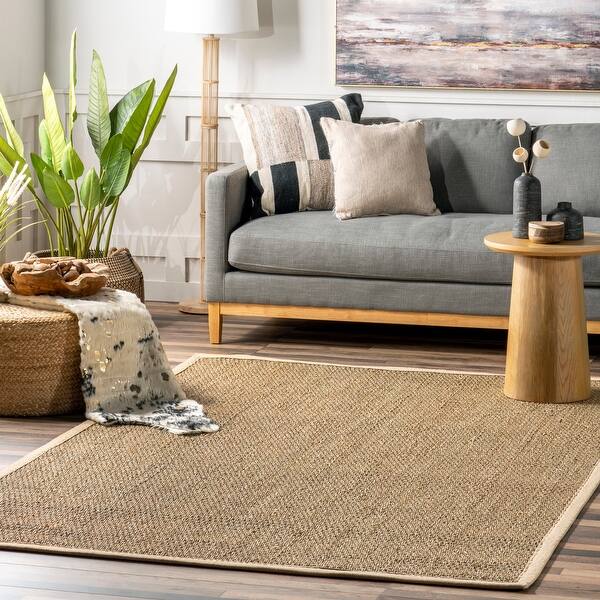 slide 2 of 55, Brooklyn Rug Co Kiana Casual Seagrass Bordered Area Rug 10' x 14' - Beige