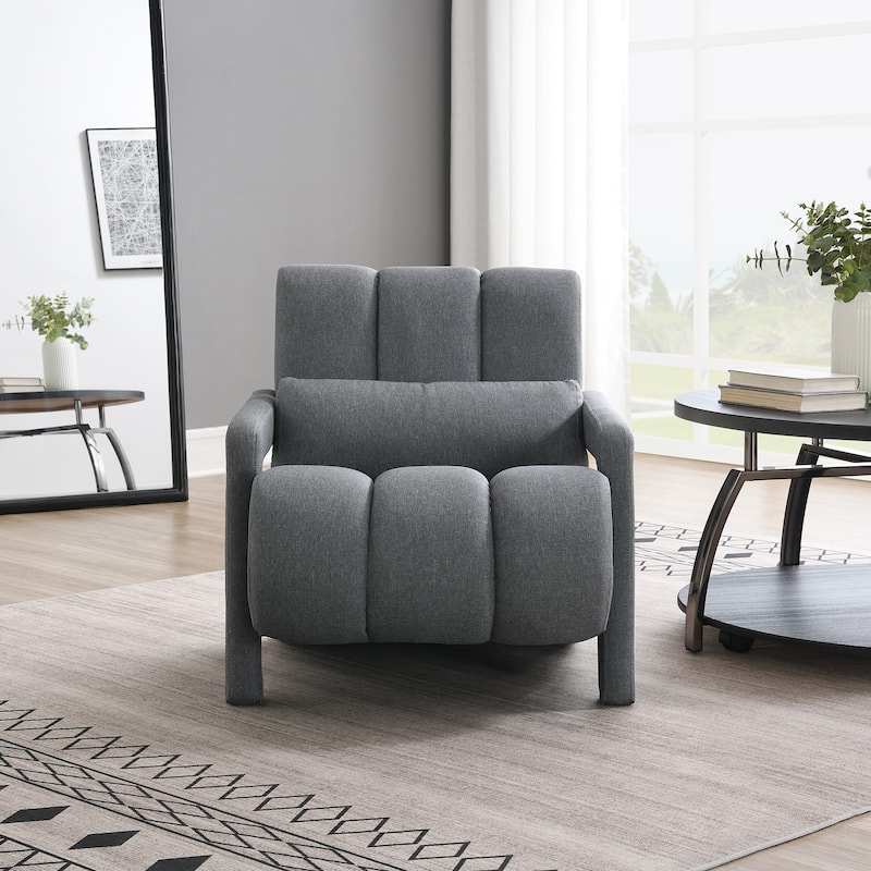 Dark Grey Modern 27.5" Upholstered Accent Chair with Pillow and High-Density Foam for Living Room