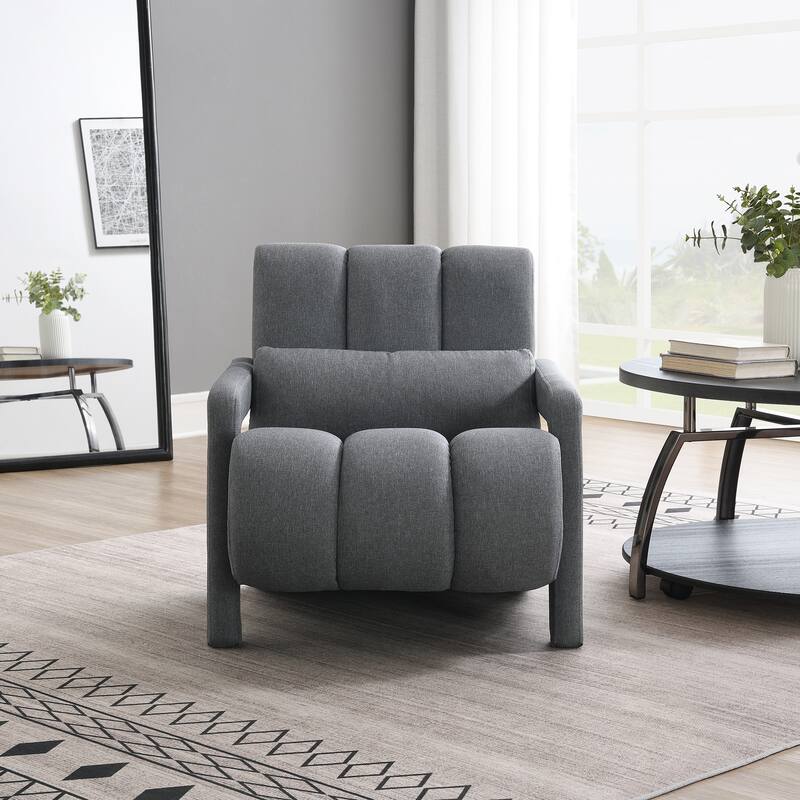 Modern Upholstered accent chair with a pillow - Grey