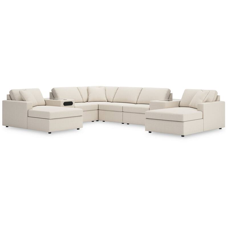 Signature Design by Ashley Modmax 8-Piece Double Chaise Sectional with Audio and Storage Consoles - 157" W x 125" D x 36" H - Beige
