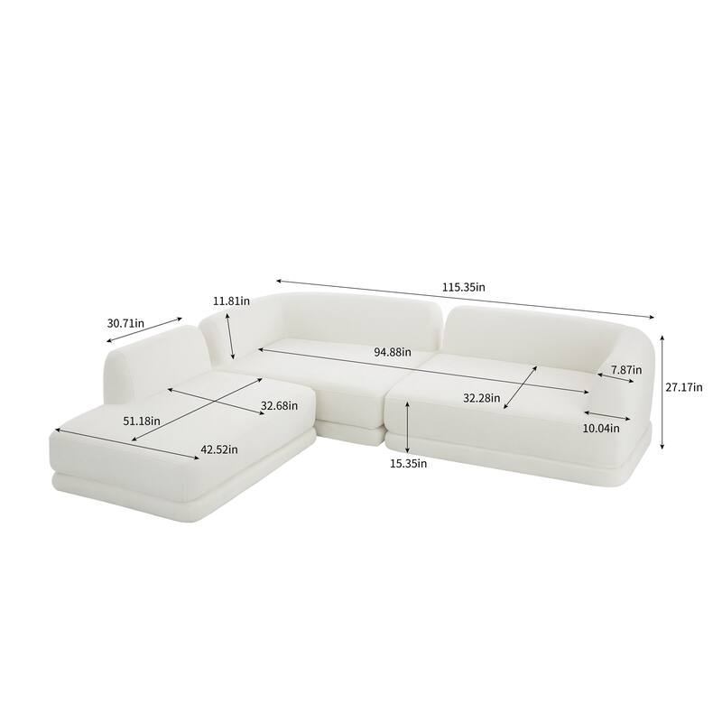 Christopher Knight Home - Modern L-Shaped Sectional Sofa Set & Chaise Lounge, High-Density Compressed Sponge, Fully Assembled