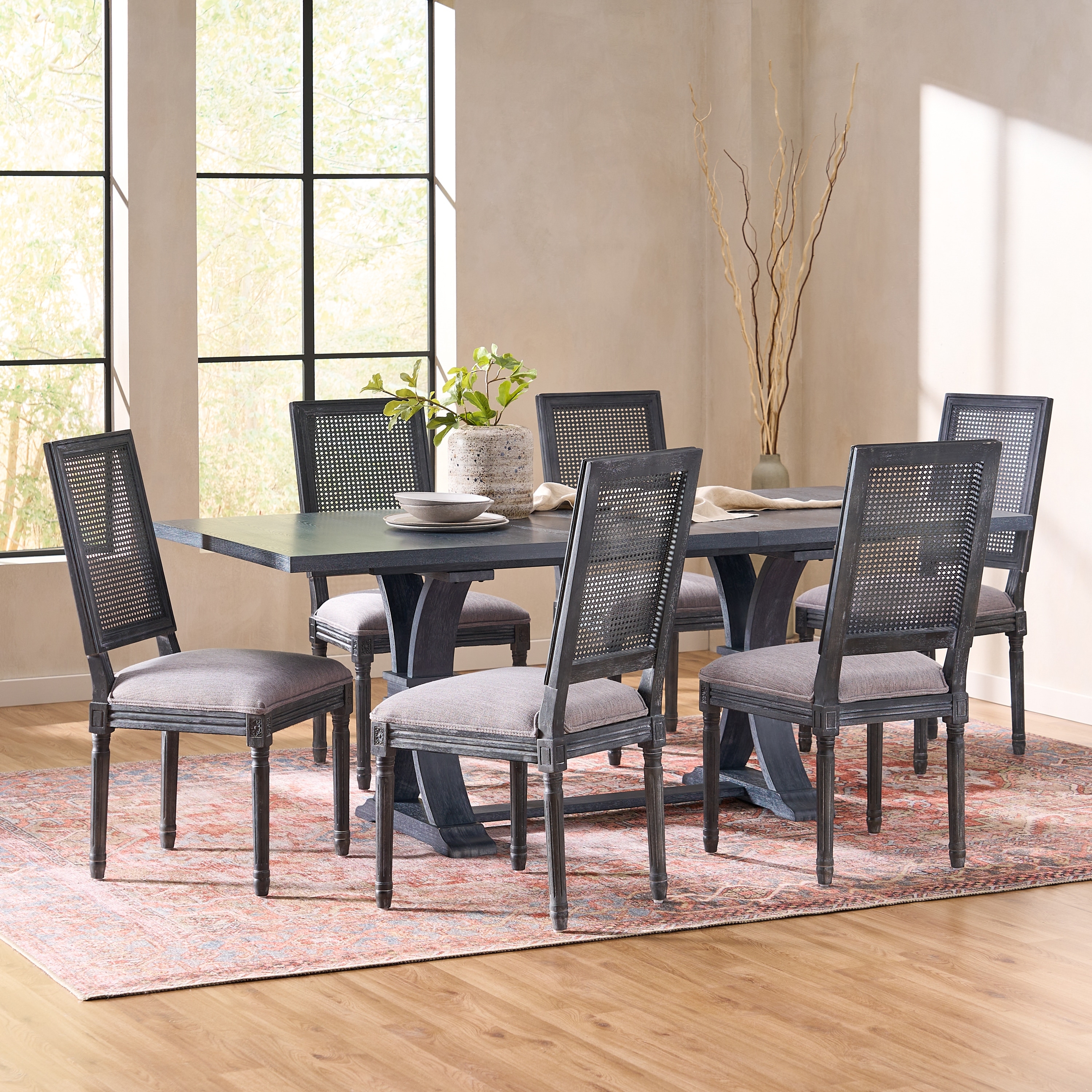 Pampas Wood and Cane Dining Set by Christopher Knight Home