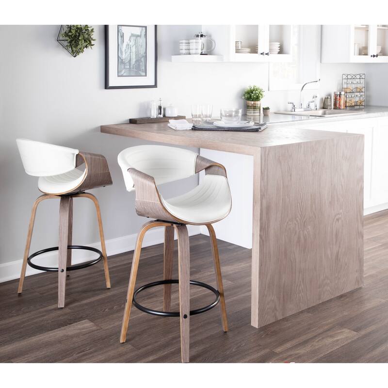 Carson Carrington Kanteborg 26" Fixed-Height Counter Stool with Bent Wood Legs & Round Footrest (Set of 2)