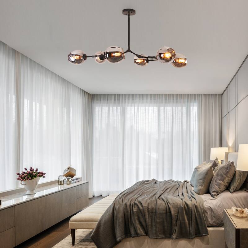 Cusp Barn Modern Sputnik Chandelier 6-Light Ceiling Lights Fixture Black Pendant Light for Foyer Hallway