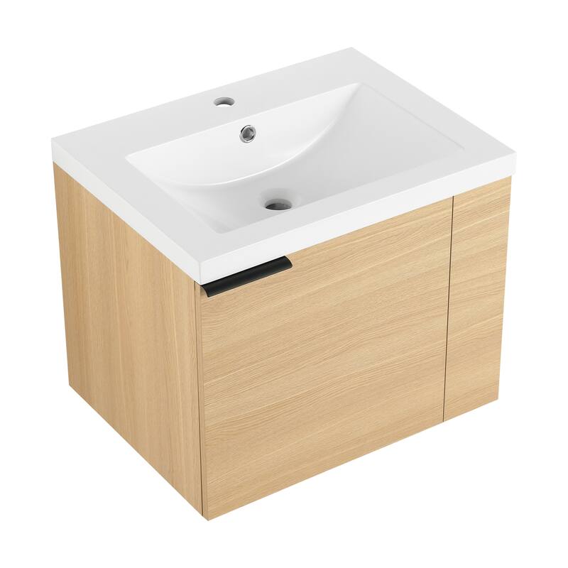 24" Bathroom Vanity Sink Combo with Generous Storage, Modern Oak Cabinet, Soft-Close Doors, and Easy Assembly