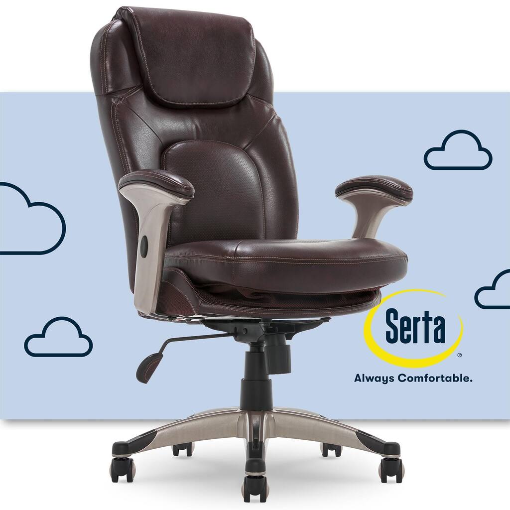 Serta Turner Ergonomic Office Chair with Back in Motion Technology, Brown Bonded Leather