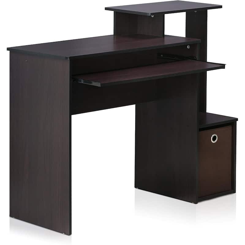 Writing Desk - Compact Computer Desk with Keyboard Drawer & CPU Storage - Modern Home Office Desk