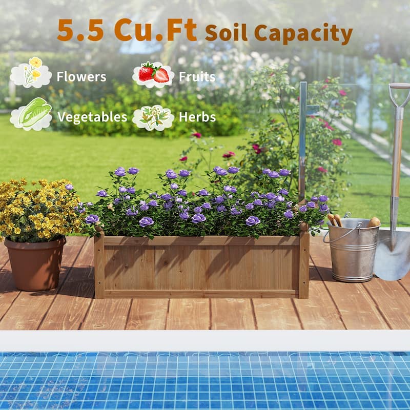 Gymax Raised Garden Bed 46'' x 24'' x 16'' Planter Box w/ 4 Drainage