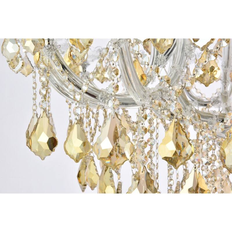 Indigo Home 24 light Chrome Chandelier Golden Teak (Smoky) Royal Cut Crystal