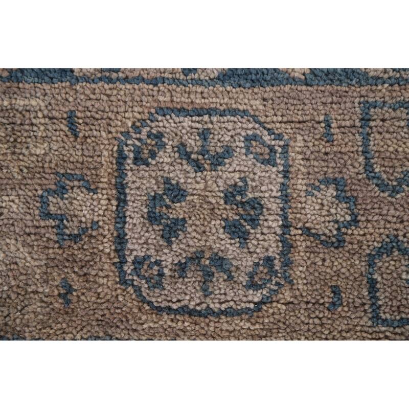 Geometric Oushak Style Area Rug Hand-knotted Oriental Wool Carpet - 8'9"x 11'9"