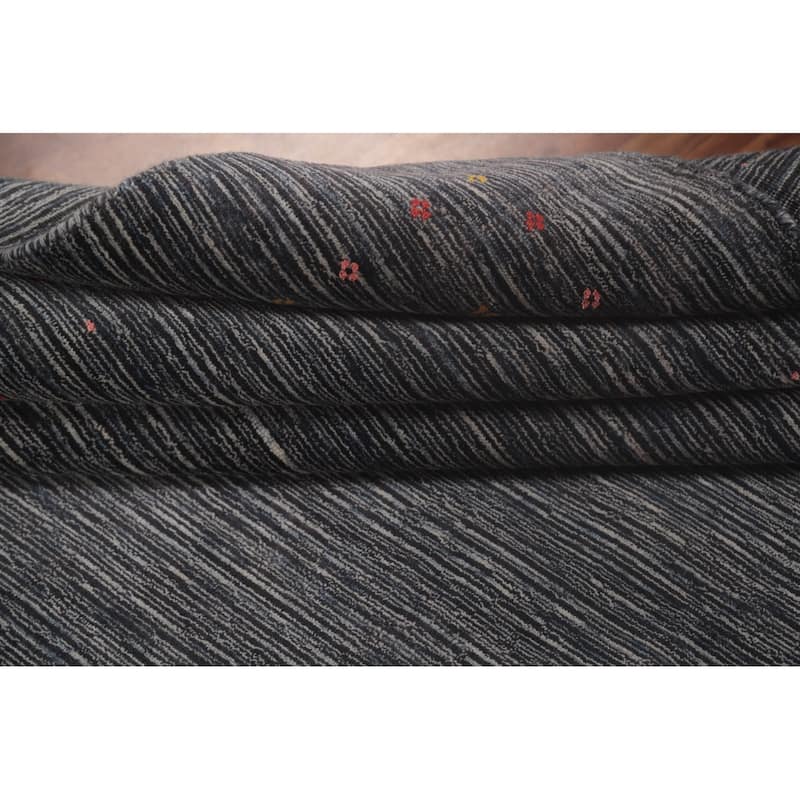 Striped Gabbeh Oriental Area Rug Wool Carpet - 8'9"x 11'6"