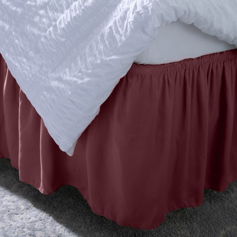 Home Details Wrap Around Bed Ruffle Twin/Full in Burgundy