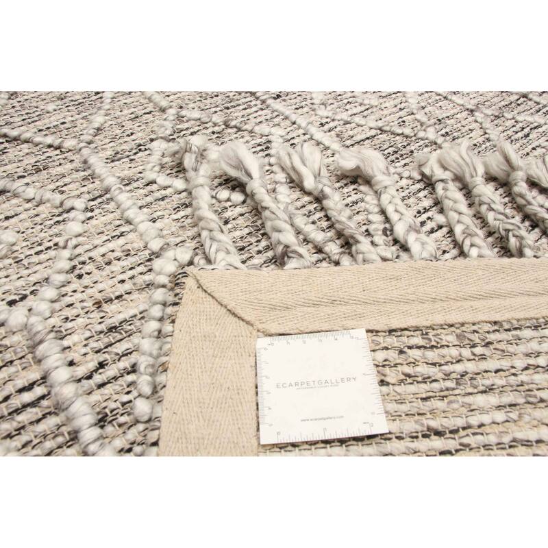 ECARPETGALLERY Braid weave Sienna Grey Wool Rug - 5'1 x 7'9
